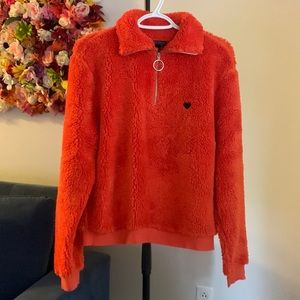 TopShop Plush Zip-Front Pullover